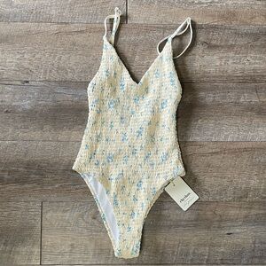 NWT Rhythm. Free People Georgia Smocked Floral One Piece Swimsuit